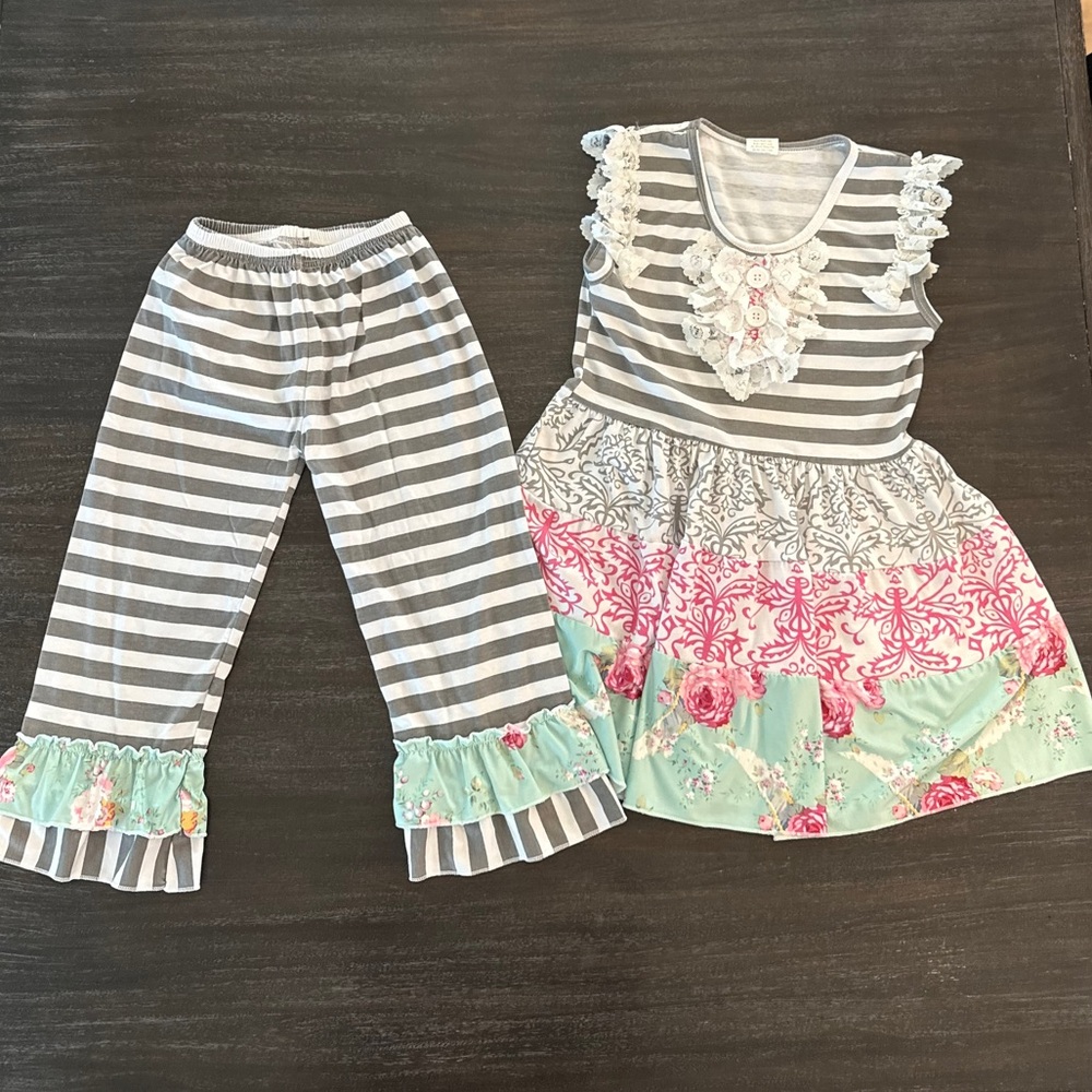 Girls Striped Dress Pant Set 8/9